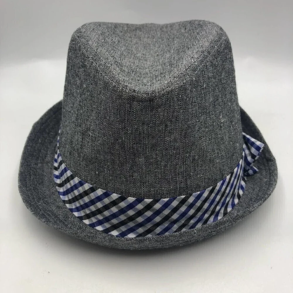 Nick Graham Men's Fedora Gray Hat with Plaid bow tie